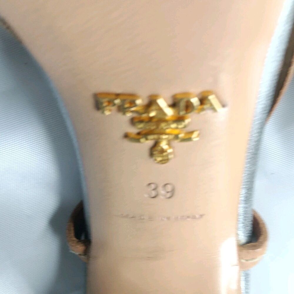 Vintage Prada Shoes Size 39 Heels Platform Sandals Silver - Picture 10 of 10